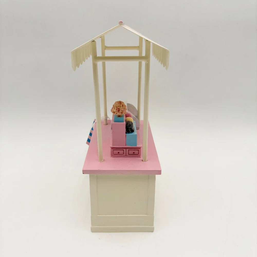 Sweet Treats Mini Ice Cream Cart Pink Display Striped Easter Pastel ‎ Décor